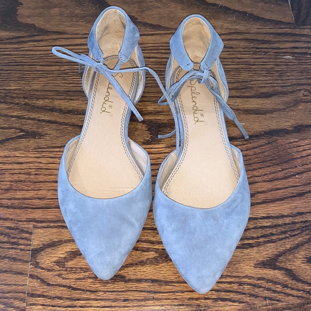 light blue tie up flats